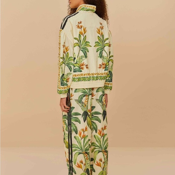 Adidas Women's Tropical Bomber Jacket - Cream and Green - Picture 3 of 6